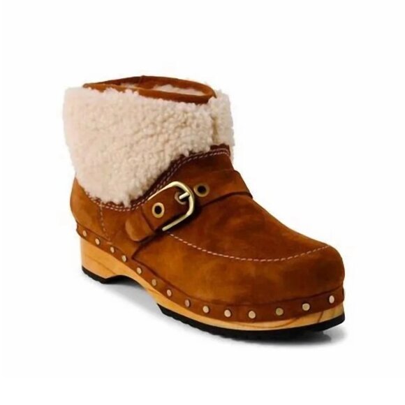 Free People Oak Clog Boot Size Size 6 NIB Suede Upper Cozy Shearling Lining - Picture 3 of 6